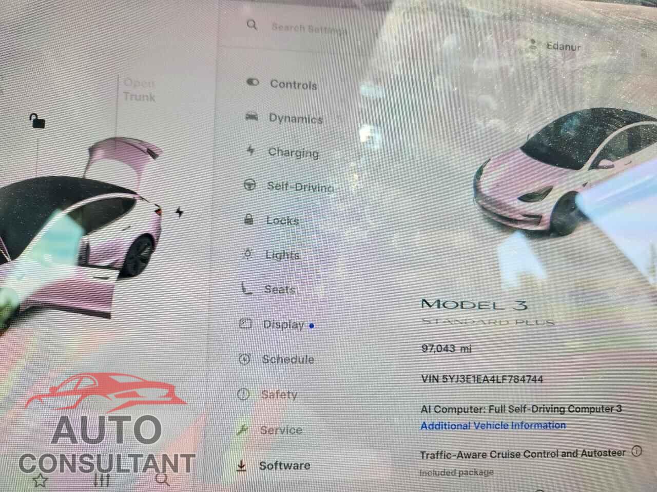 TESLA MODEL 3 2020 - 5YJ3E1EA4LF784744