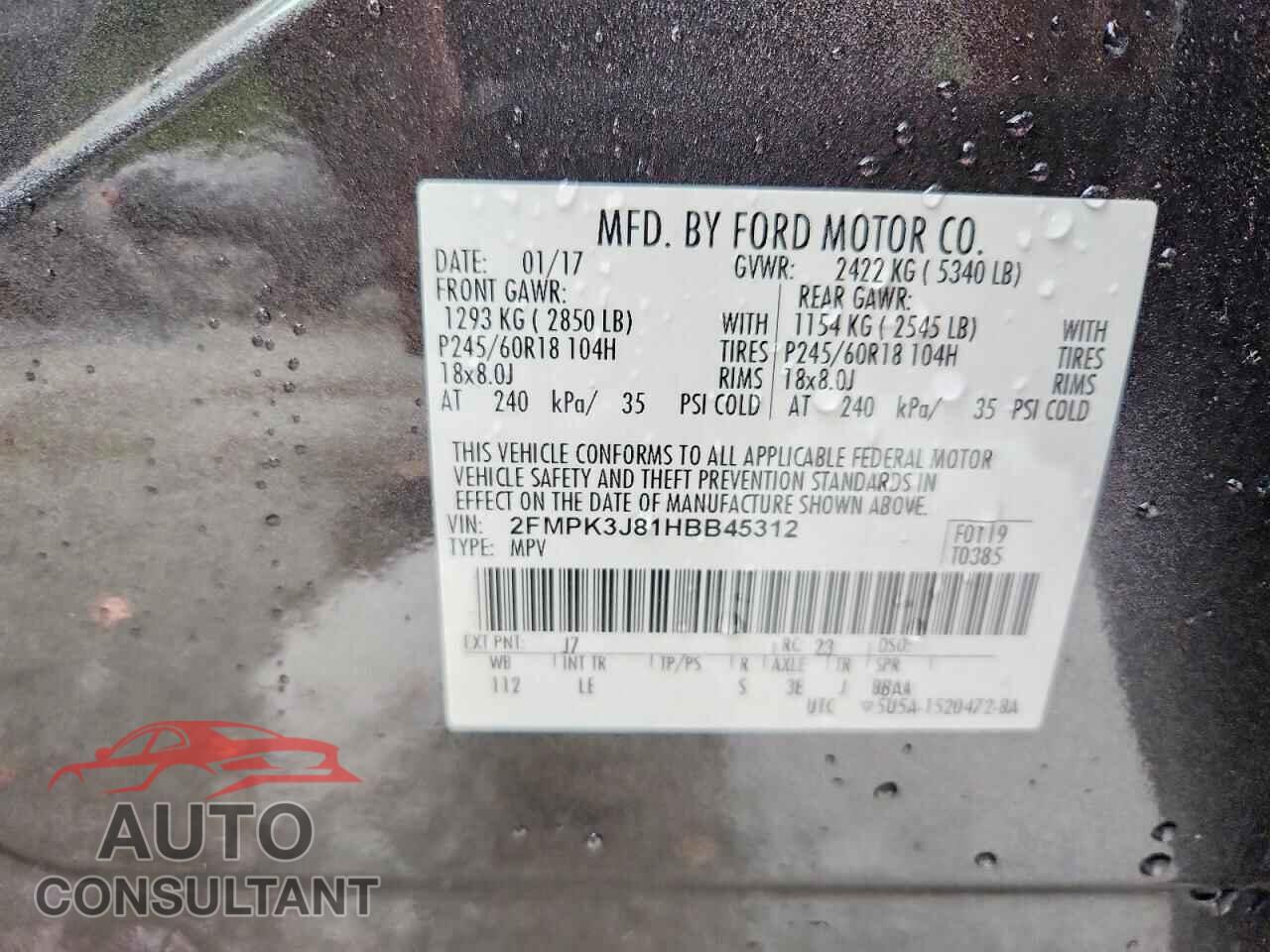 FORD EDGE 2017 - 2FMPK3J81HBB45312