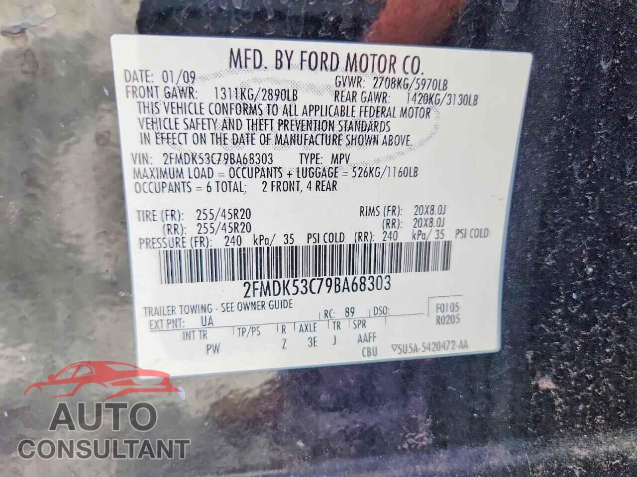 FORD FLEX 2009 - 2FMDK53C79BA68303