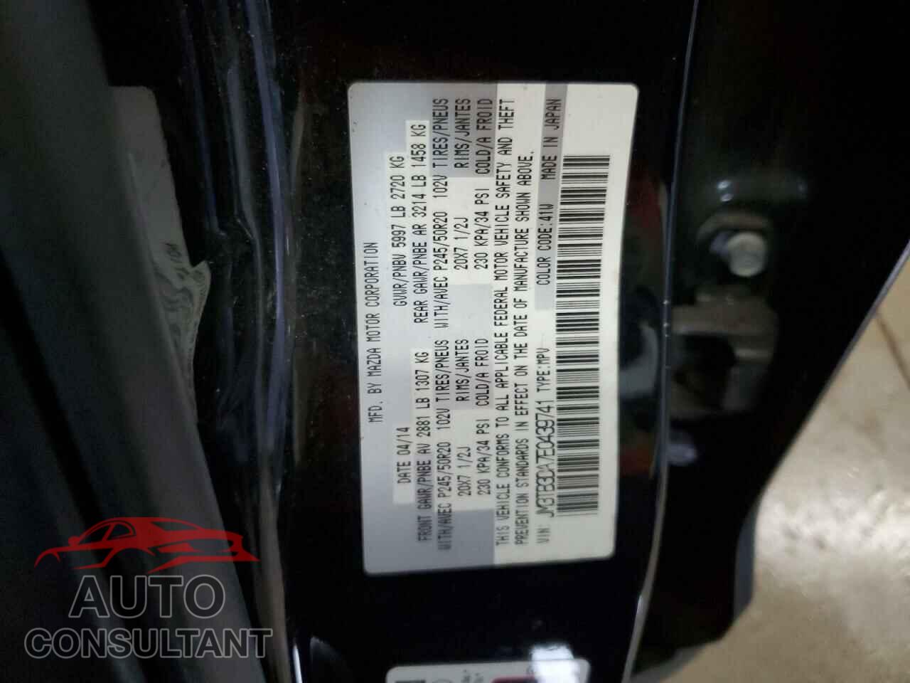 MAZDA CX-9 2014 - JM3TB3DA7E0439741
