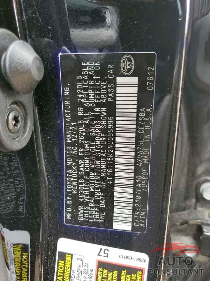 TOYOTA CAMRY 2022 - 4T1G11BK2NU055996