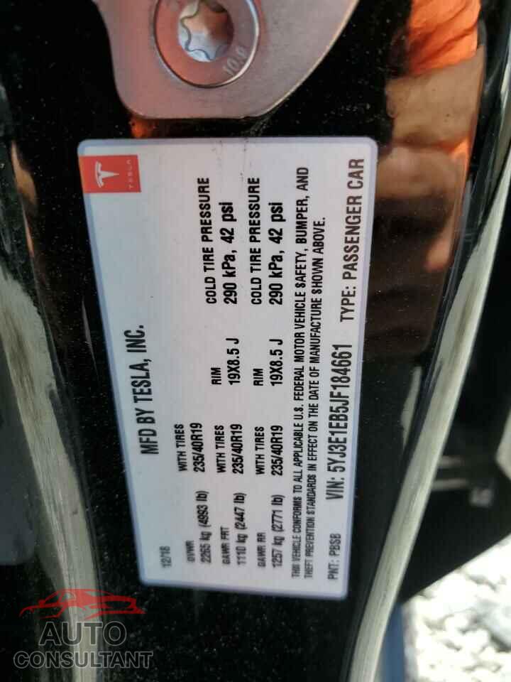 TESLA MODEL 3 2018 - 5YJ3E1EB5JF184661