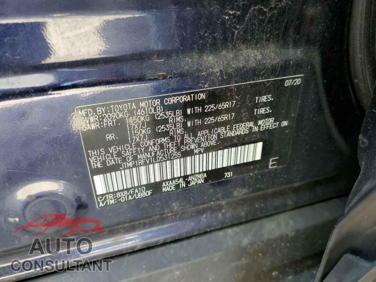 TOYOTA RAV4 2020 - JTMP1RFV1LD531255