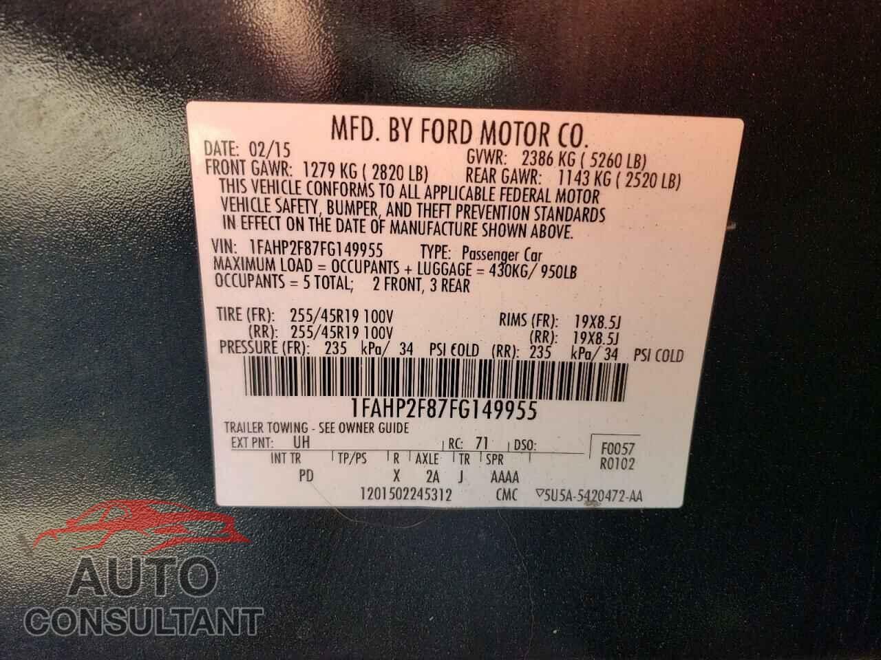 FORD TAURUS 2015 - 1FAHP2F87FG149955