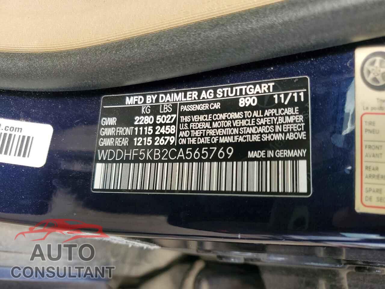 MERCEDES-BENZ E-CLASS 2012 - WDDHF5KB2CA565769