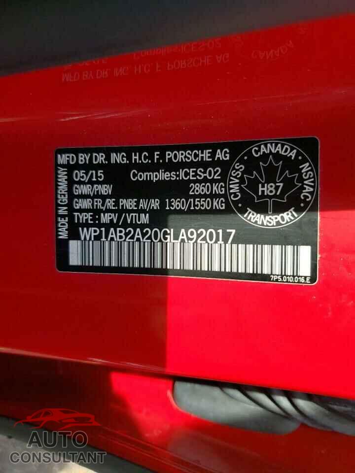 PORSCHE CAYENNE 2016 - WP1AB2A20GLA92017