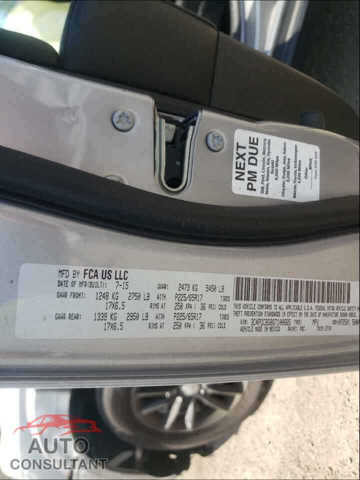 DODGE JOURNEY 2016 - 3C4PDCBG8GT100665