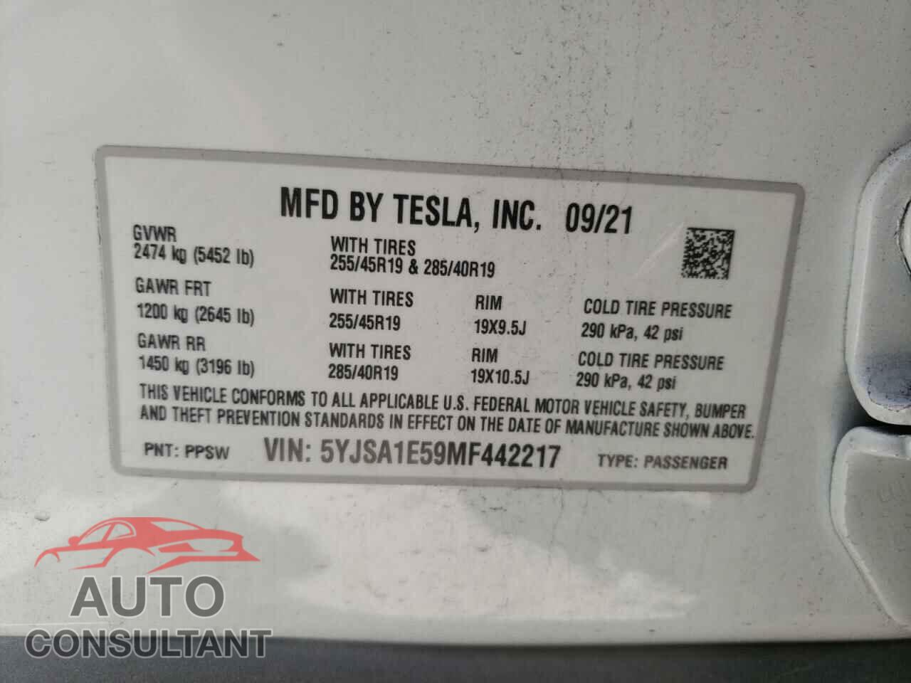 TESLA MODEL S 2021 - 5YJSA1E59MF442217