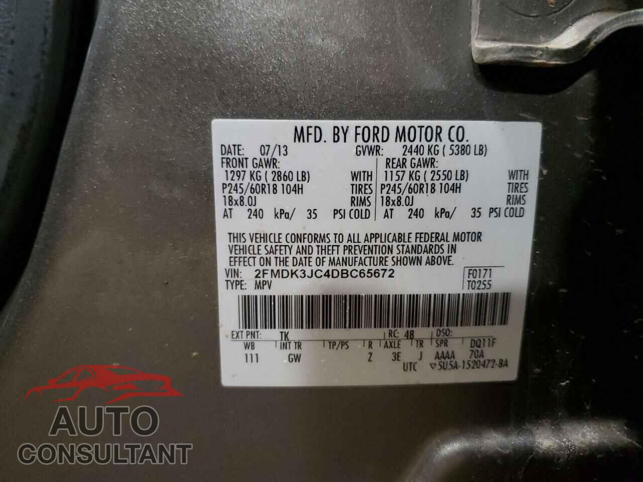 FORD EDGE 2013 - 2FMDK3JC4DBC65672