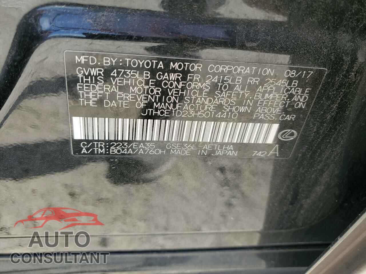 LEXUS IS 2017 - JTHCE1D23H5014410