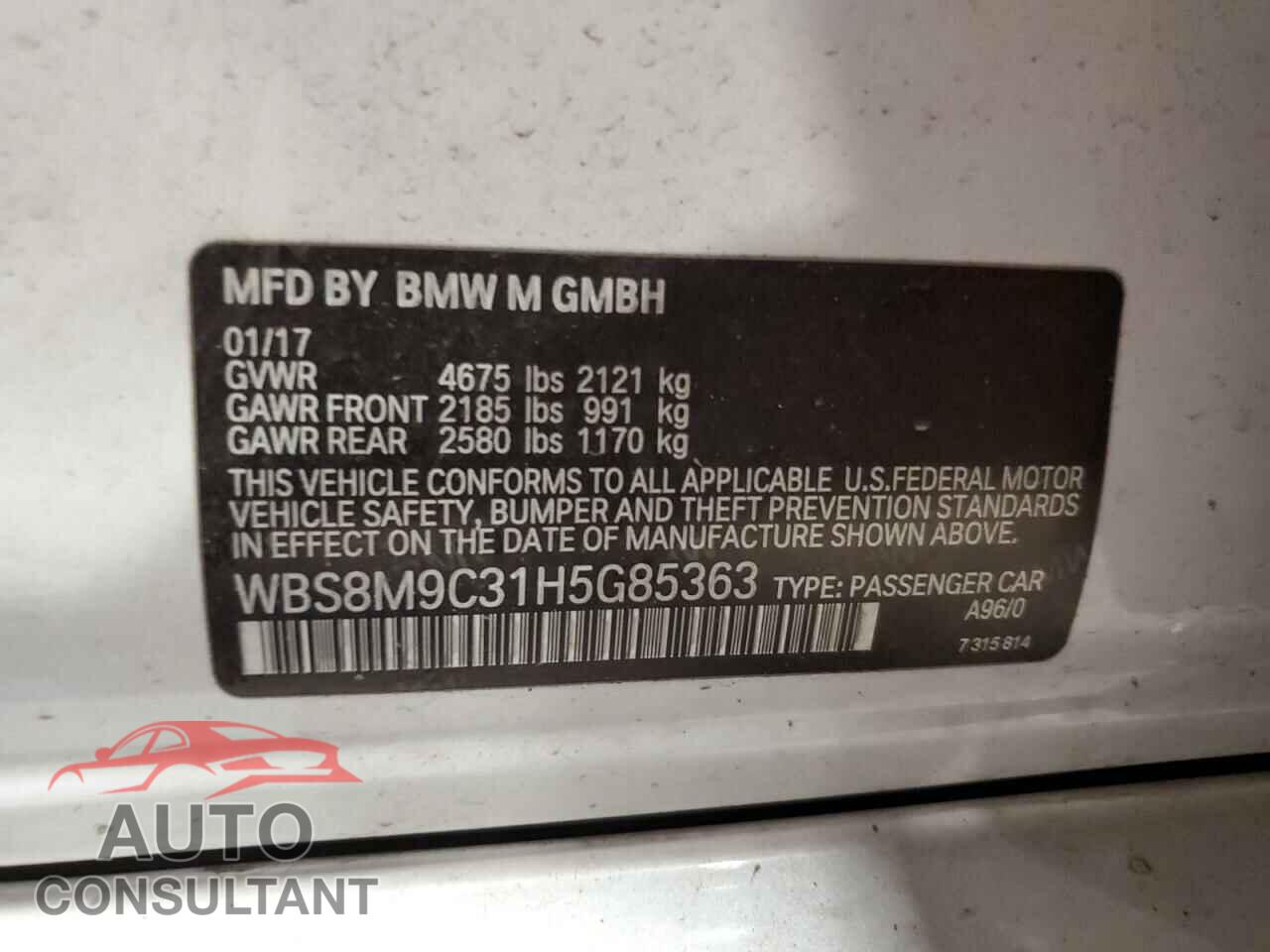BMW M3 2017 - WBS8M9C31H5G85363