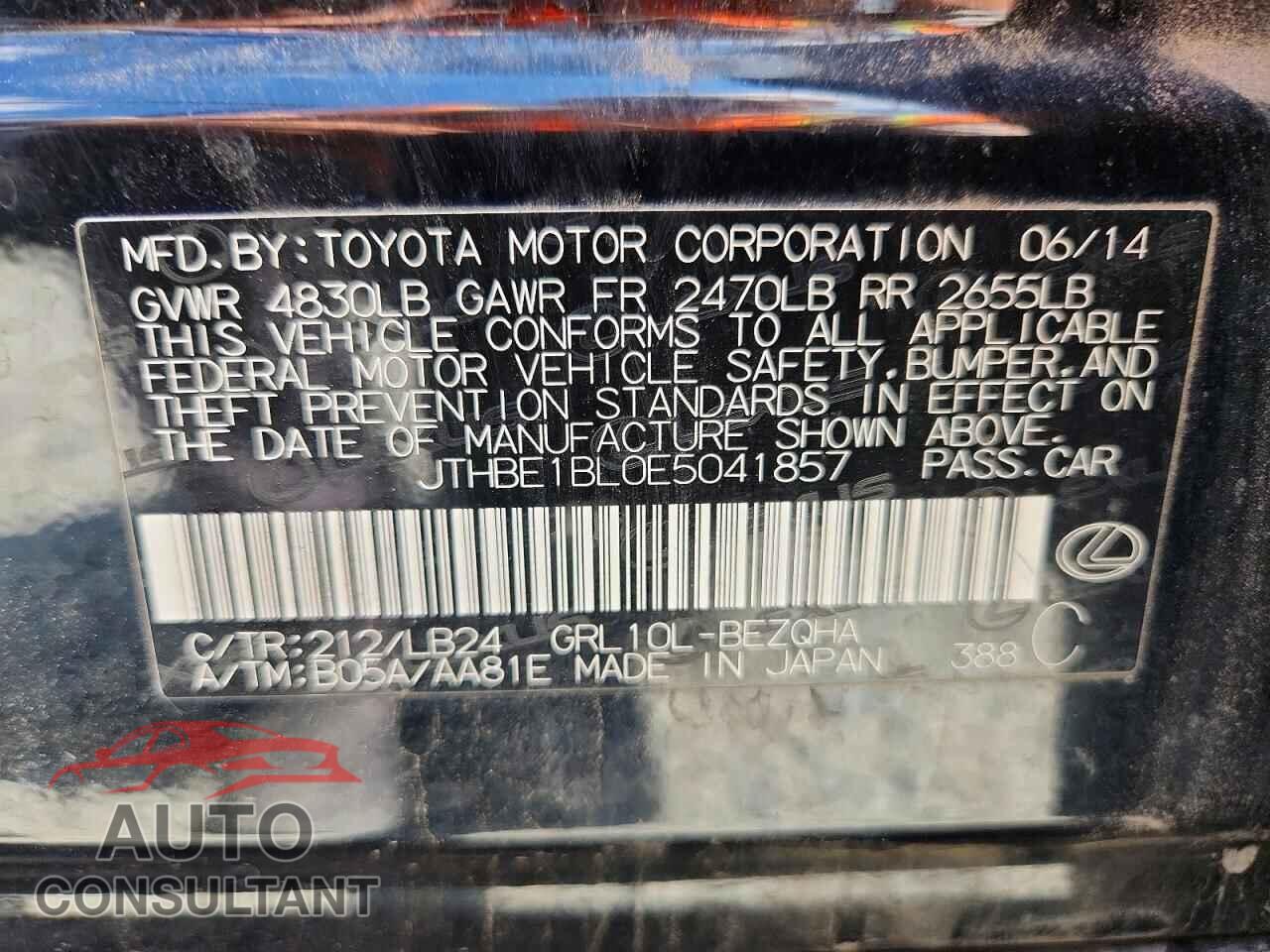 LEXUS GS350 2014 - JTHBE1BL0E5041857