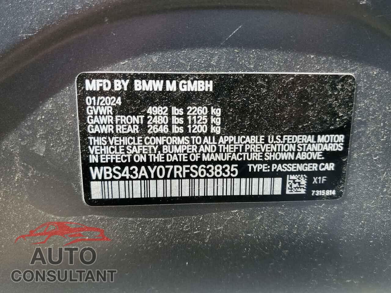 BMW M3 2024 - WBS43AY07RFS63835