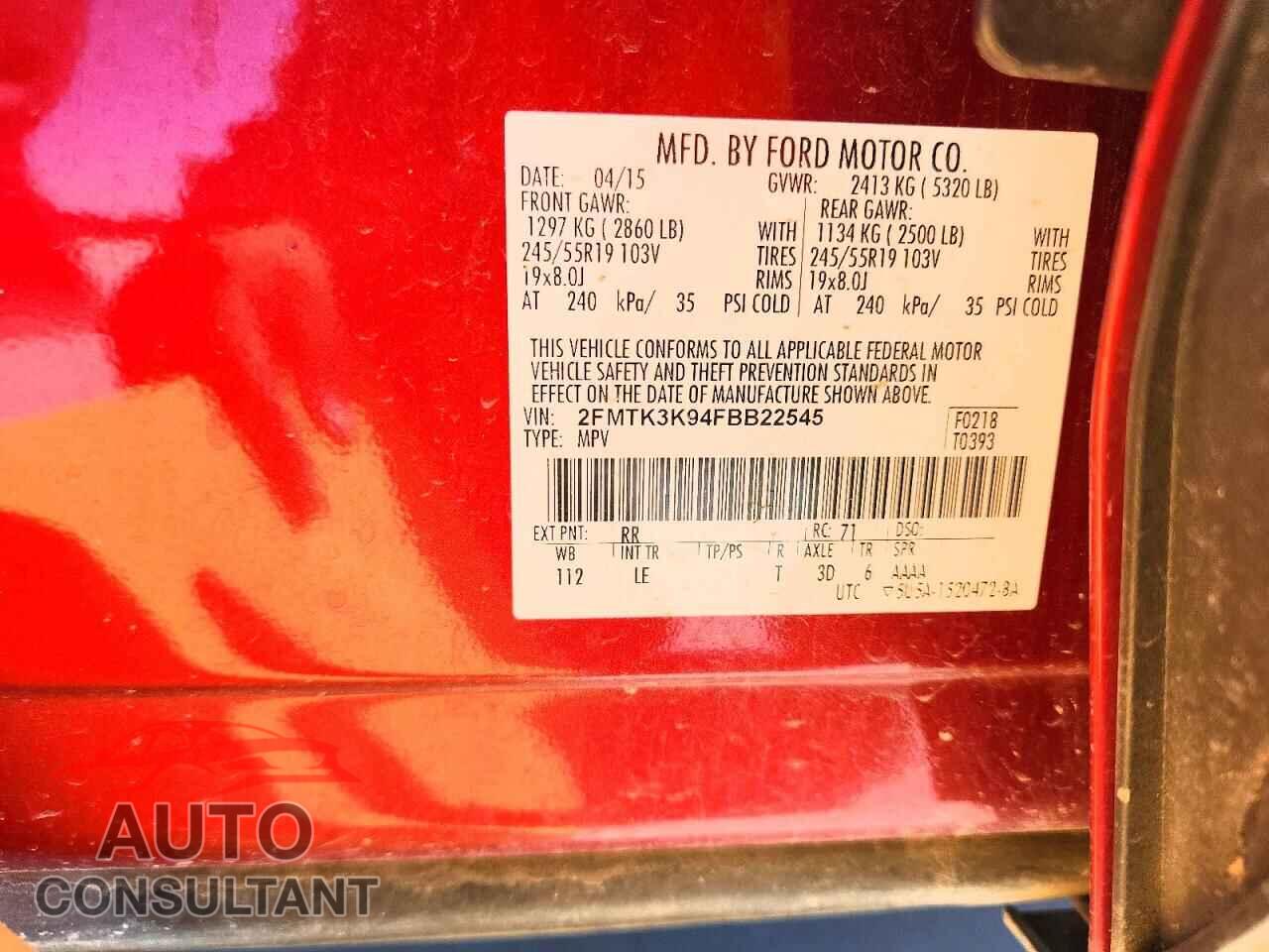 FORD EDGE 2015 - 2FMTK3K94FBB22545