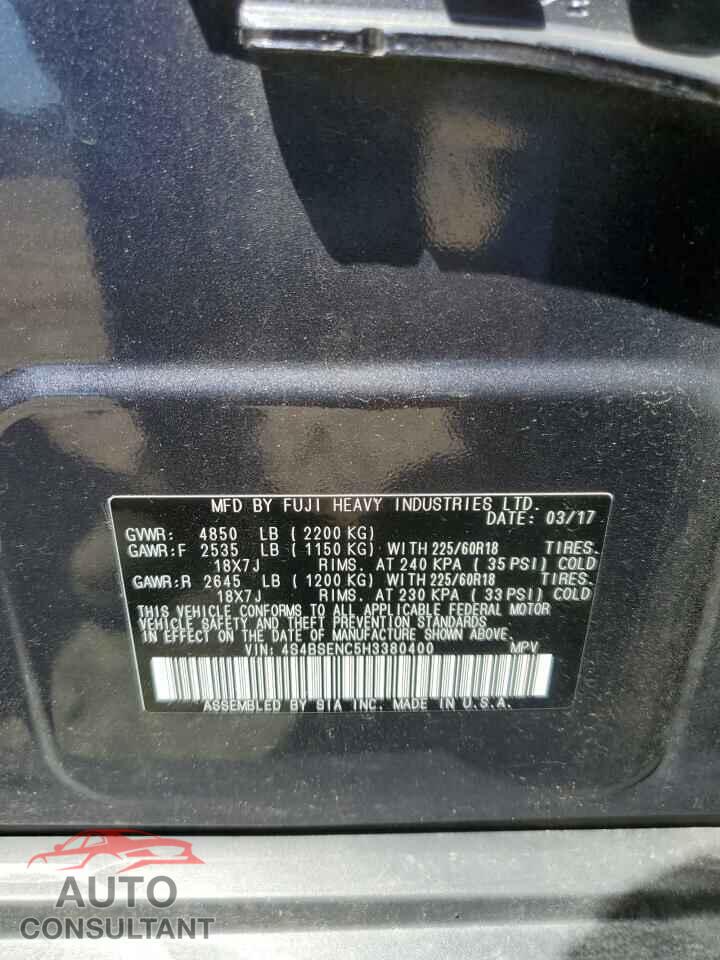 SUBARU OUTBACK 2017 - 4S4BSENC5H3380400