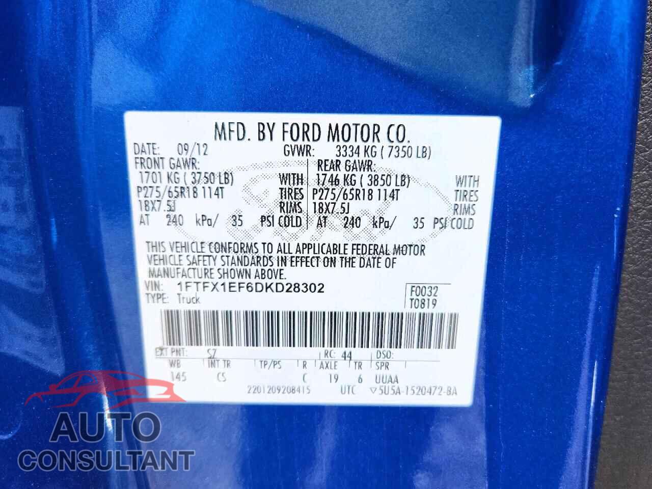 FORD F150 2013 - 1FTFX1EF6DKD28302