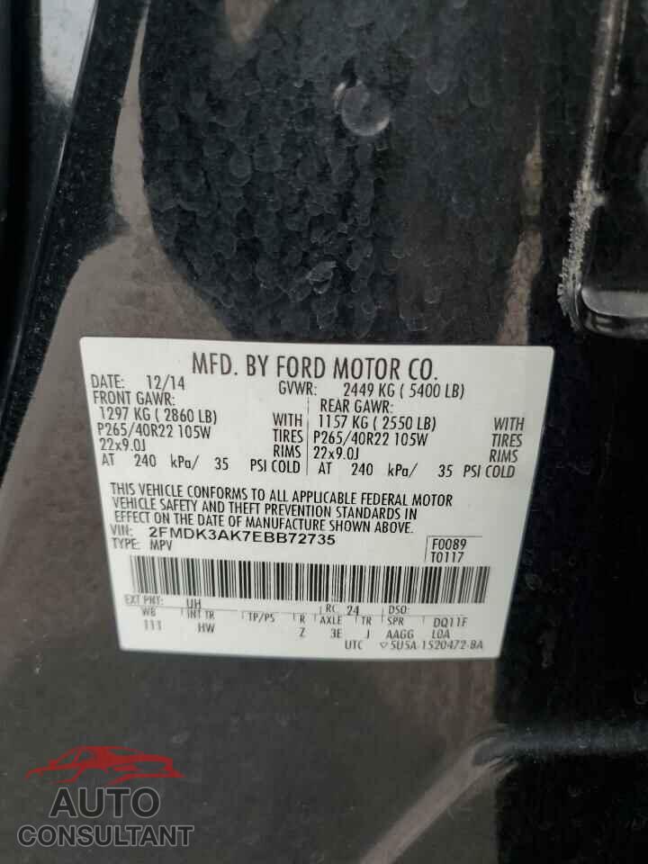 FORD EDGE 2014 - 2FMDK3AK7EBB72735