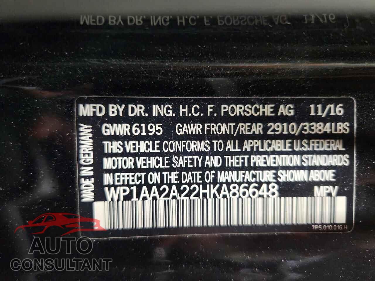 PORSCHE CAYENNE 2017 - WP1AA2A22HKA86648