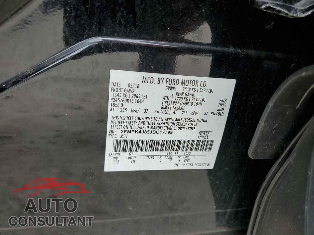 FORD EDGE 2018 - 2FMPK4J85JBC17799