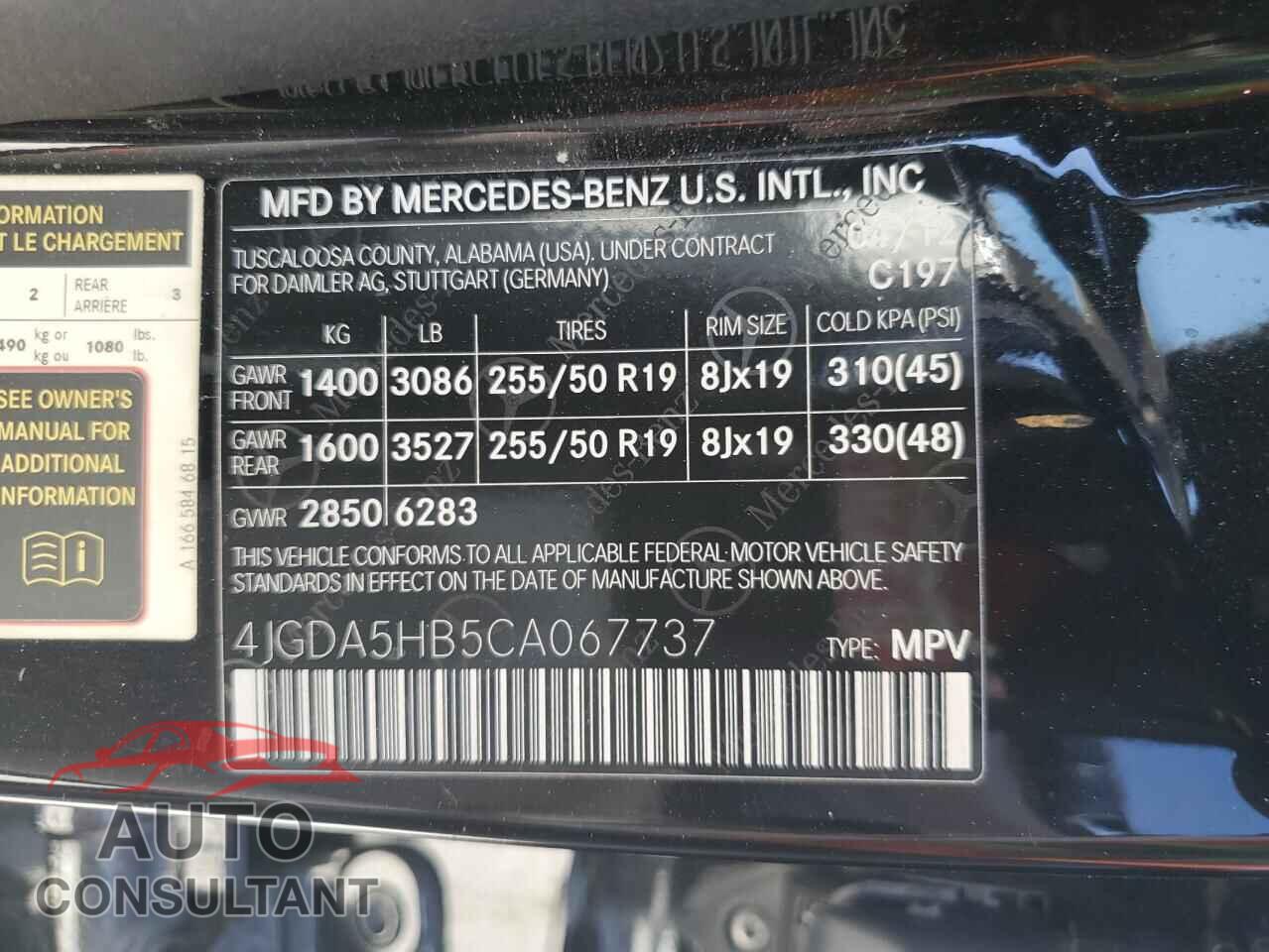 MERCEDES-BENZ M-CLASS 2012 - 4JGDA5HB5CA067737