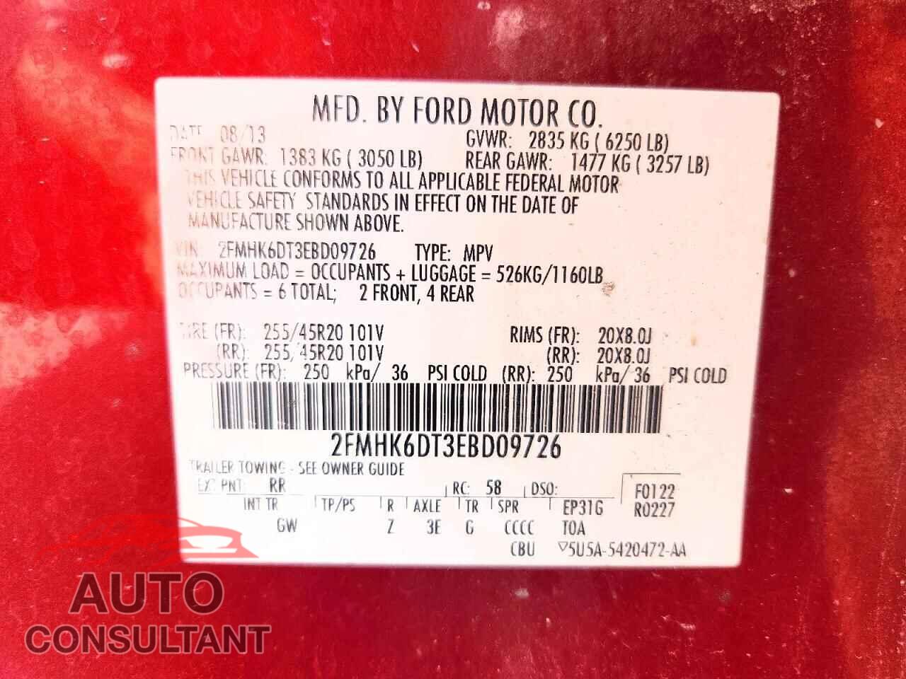 FORD FLEX 2014 - 2FMHK6DT3EBD09726