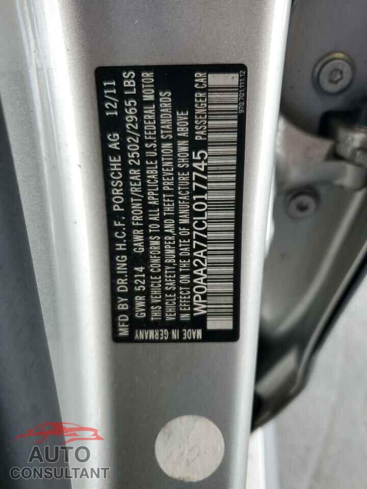 PORSCHE PANAMERA 2012 - WP0AA2A77CL017745
