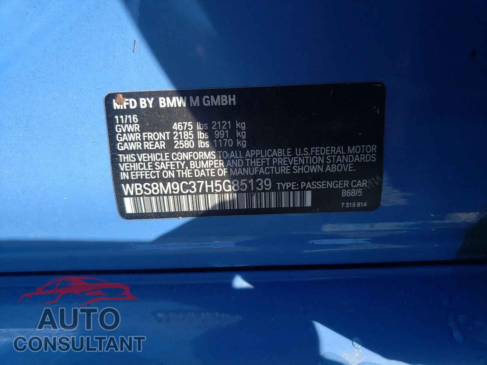 BMW M3 2017 - WBS8M9C37H5G85139