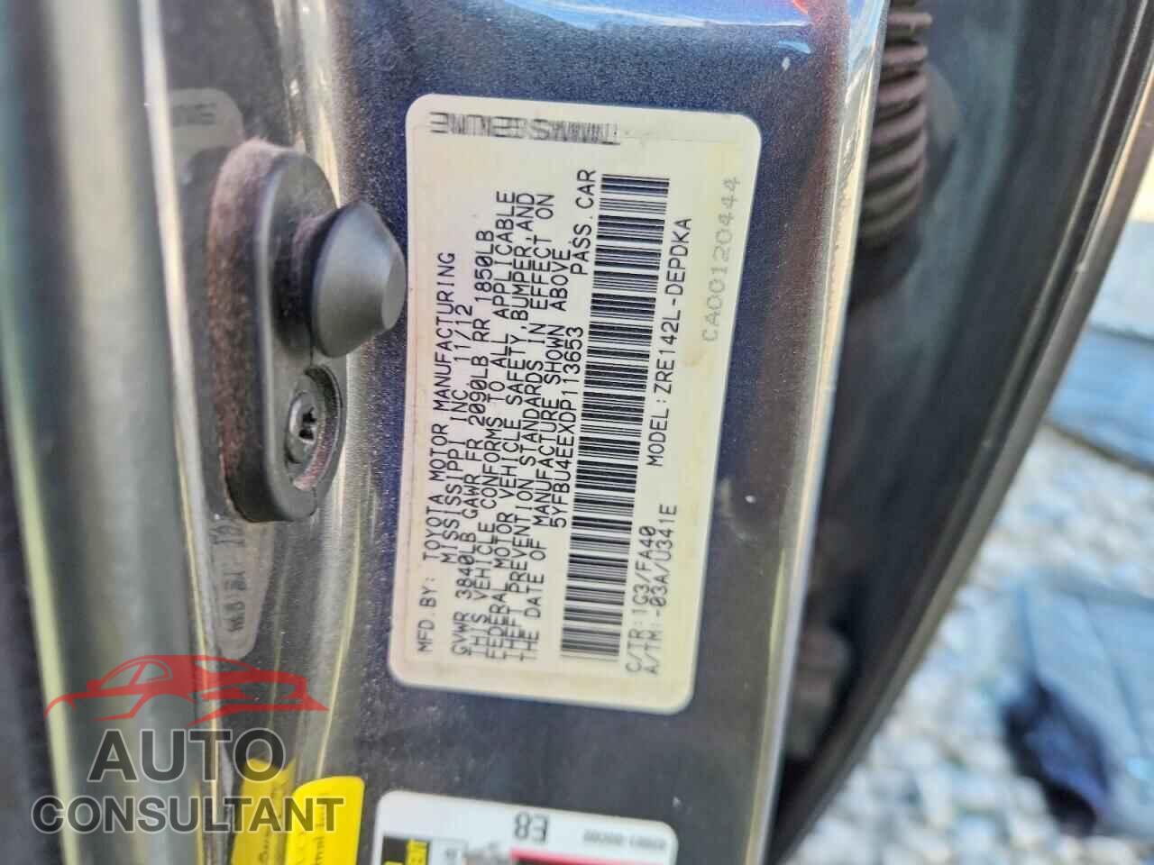 TOYOTA COROLLA 2013 - 5YFBU4EEXDP113653