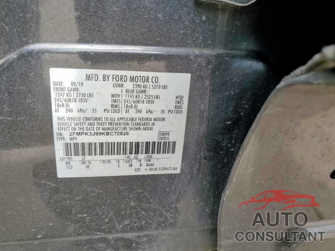 FORD EDGE 2019 - 2FMPK3J99KBC72826