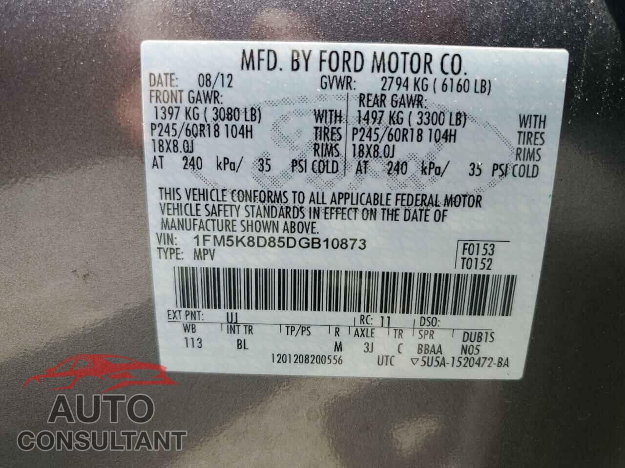 FORD EXPLORER 2013 - 1FM5K8D85DGB10873