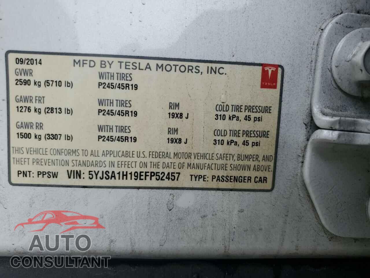 TESLA MODEL S 2014 - 5YJSA1H19EFP52457