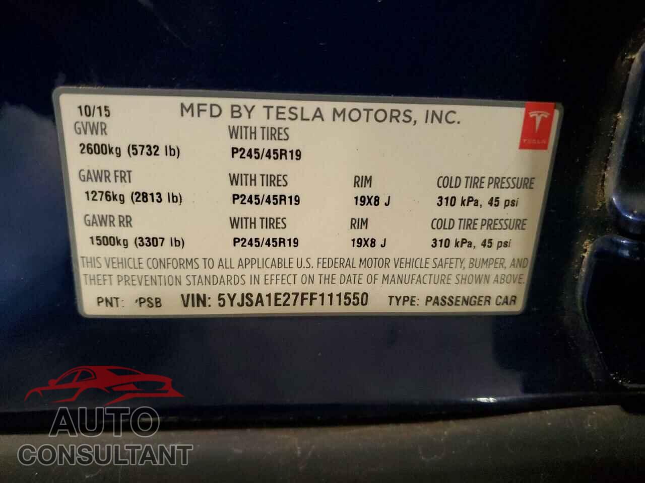 TESLA MODEL S 2015 - 5YJSA1E27FF111550