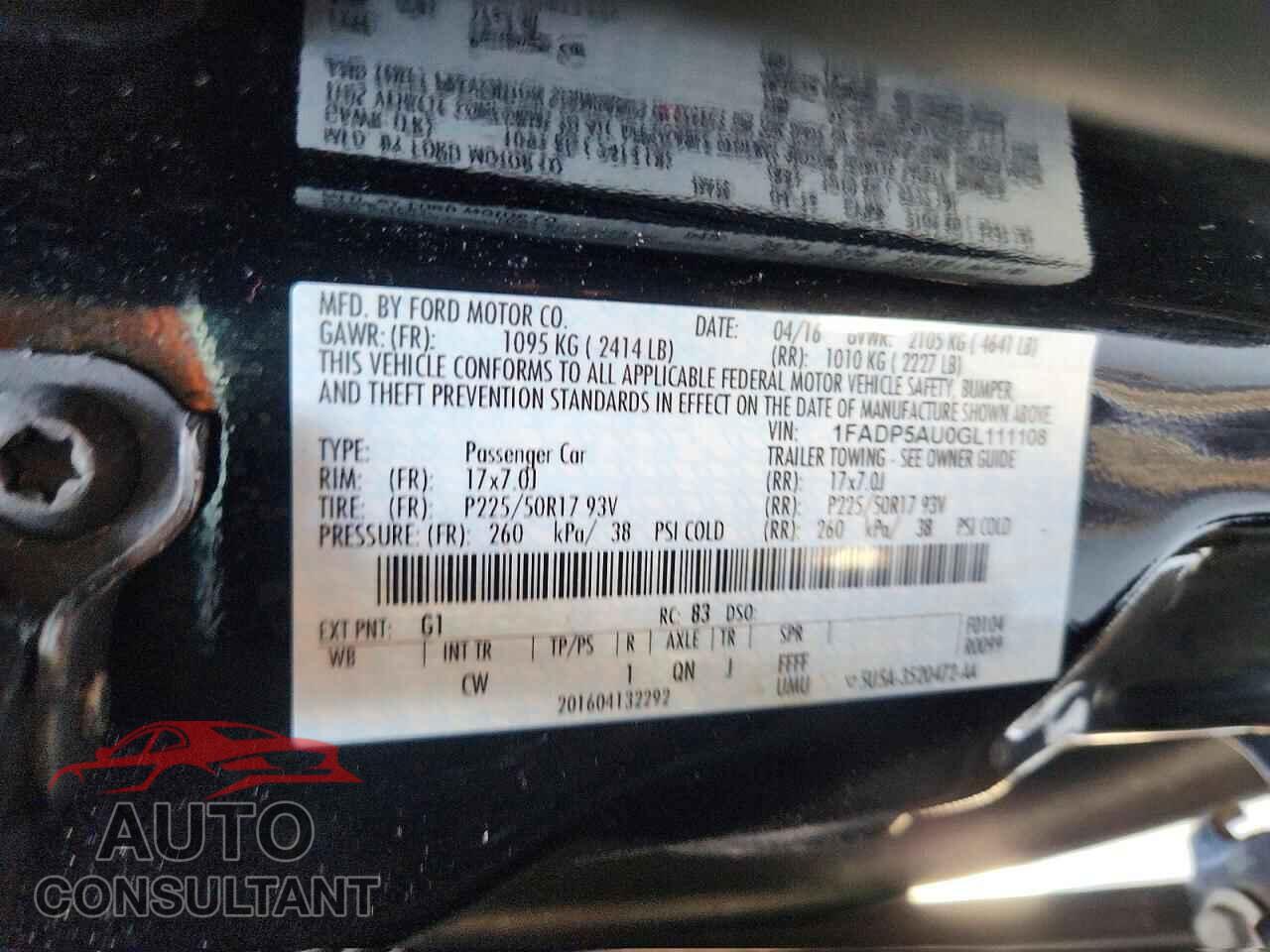 FORD CMAX 2016 - 1FADP5AU0GL111108