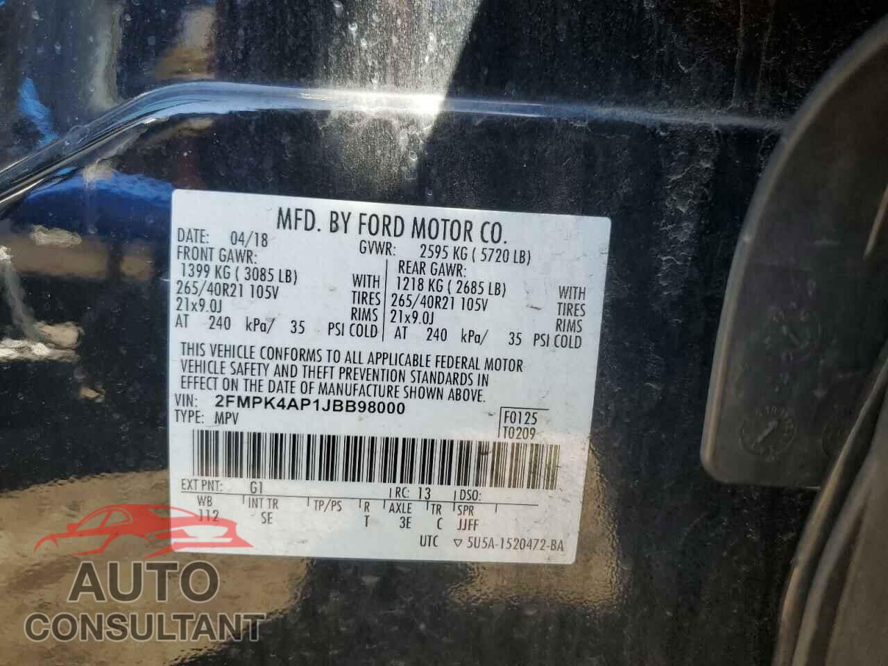 FORD EDGE 2018 - 2FMPK4AP1JBB98000