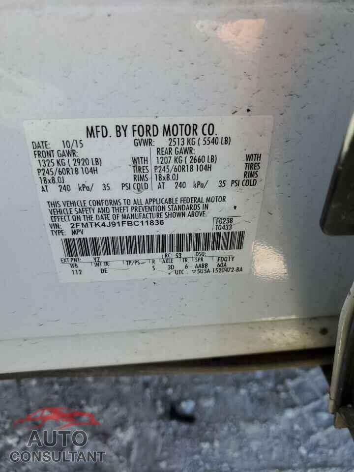FORD EDGE 2015 - 2FMTK4J91FBC11836