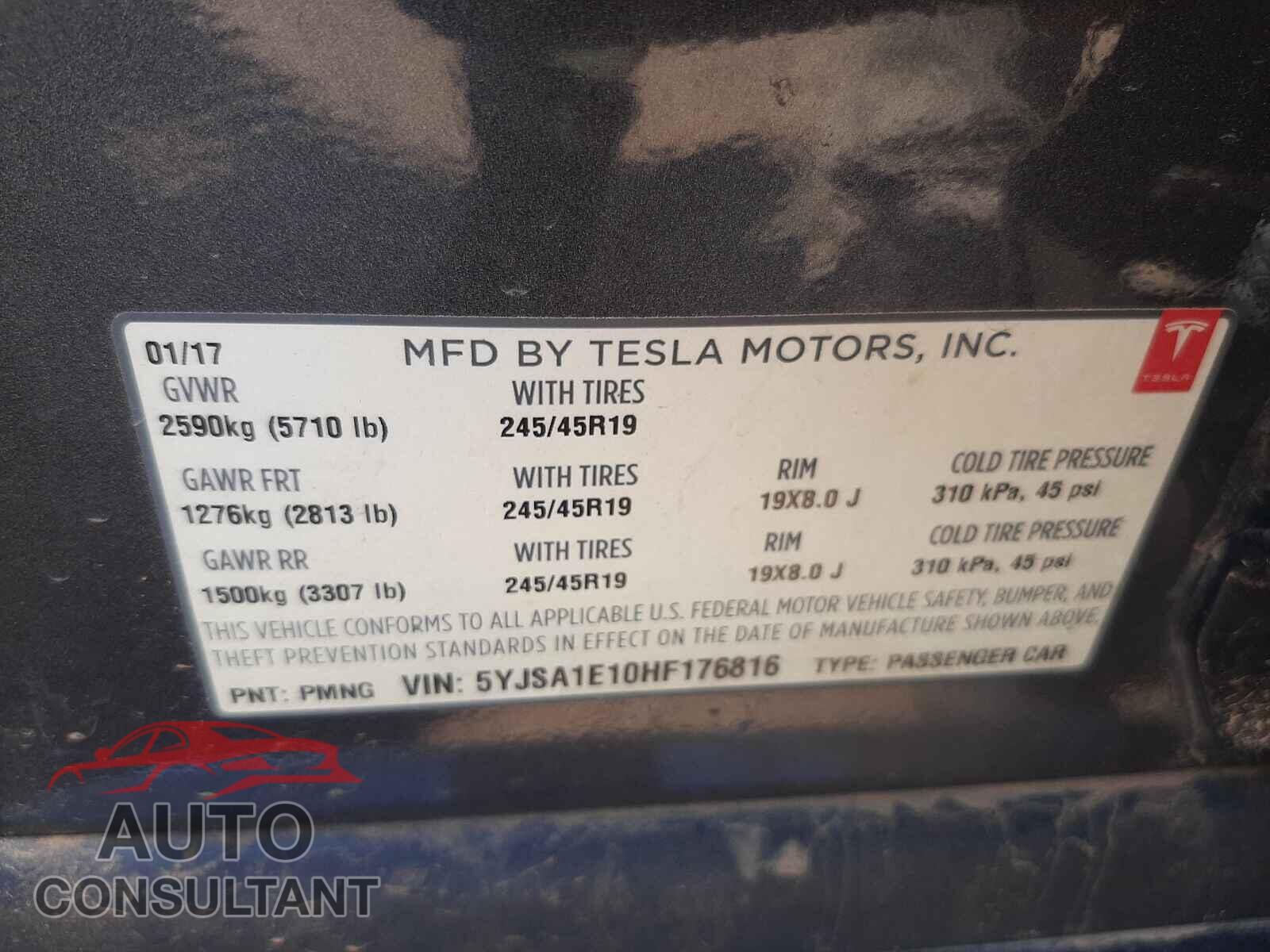 TESLA MODEL S 2017 - 5YJSA1E10HF176816
