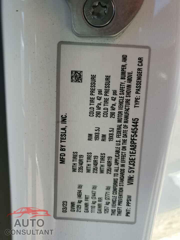 TESLA MODEL 3 2023 - 5YJ3E1EA8PF545445