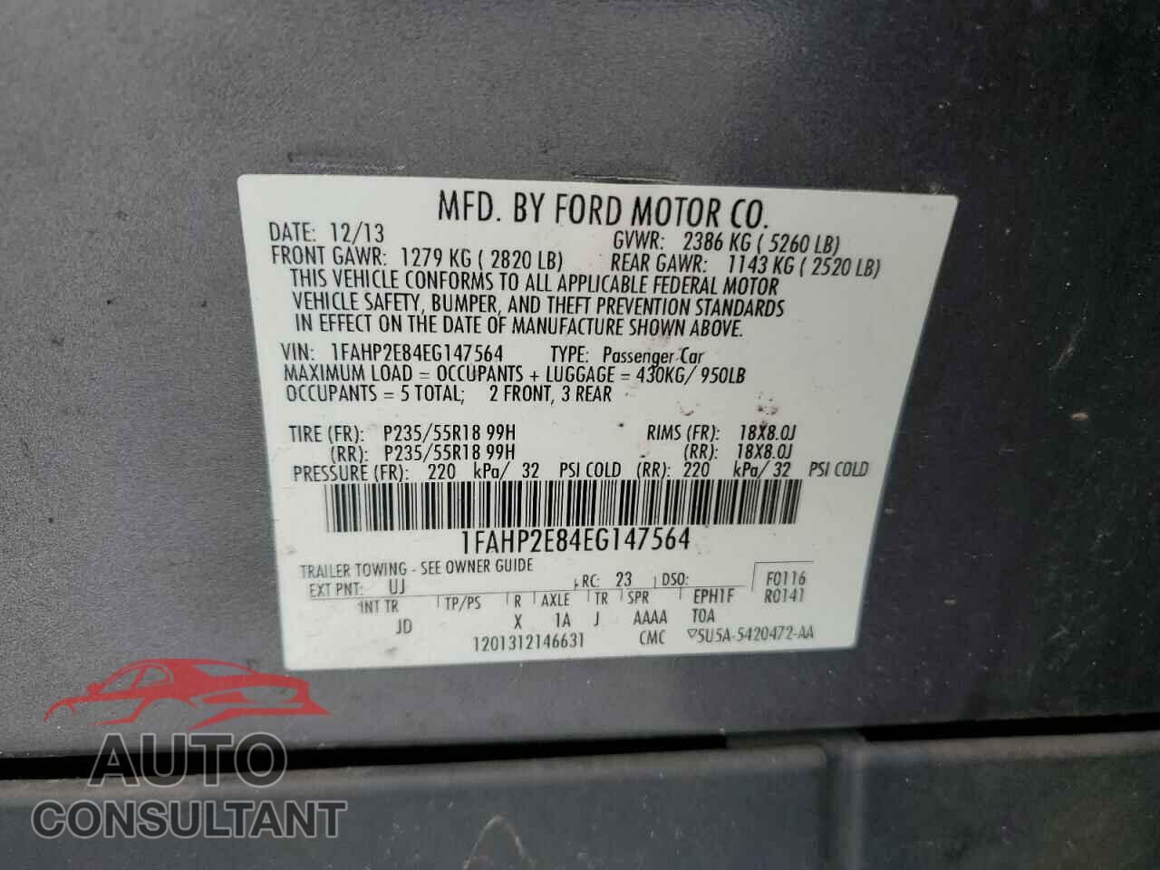 FORD TAURUS 2014 - 1FAHP2E84EG147564