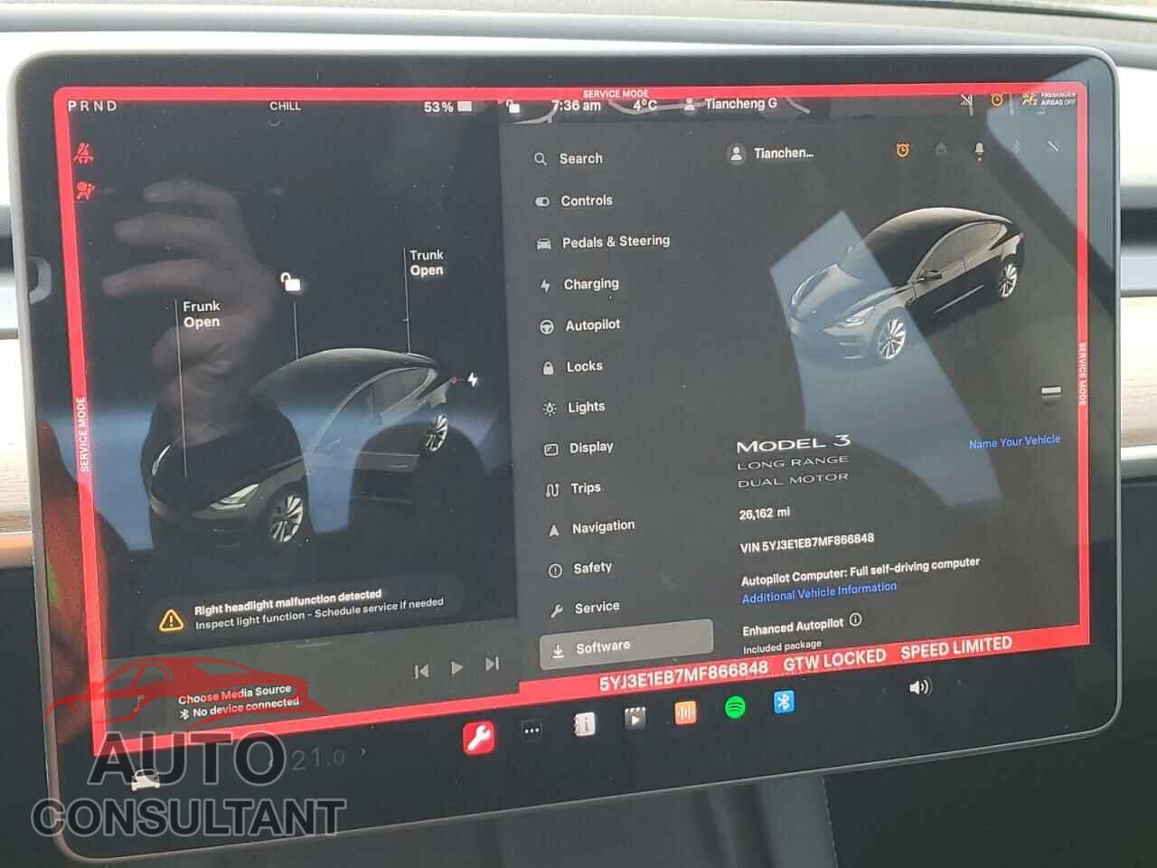 TESLA MODEL 3 2021 - 5YJ3E1EB7MF866848