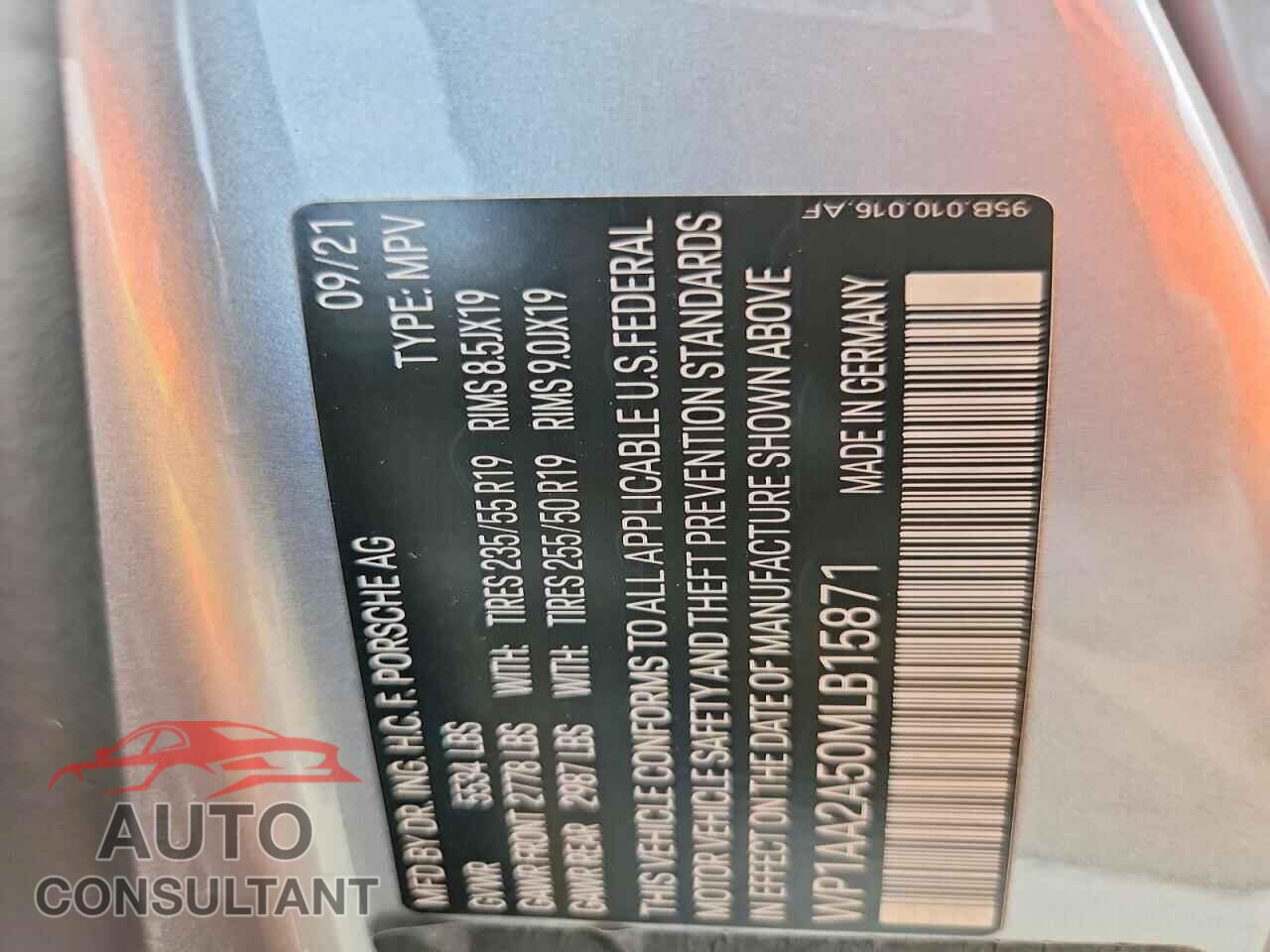 PORSCHE MACAN 2021 - WP1AA2A50MLB15871