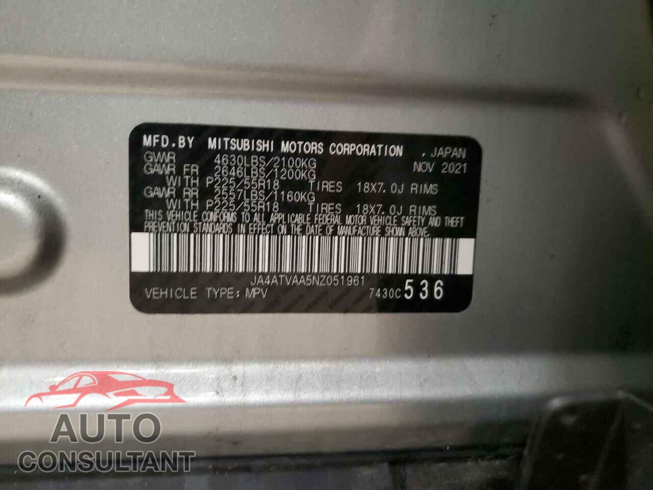 MITSUBISHI ECLIPSE 2022 - JA4ATVAA5NZ051961
