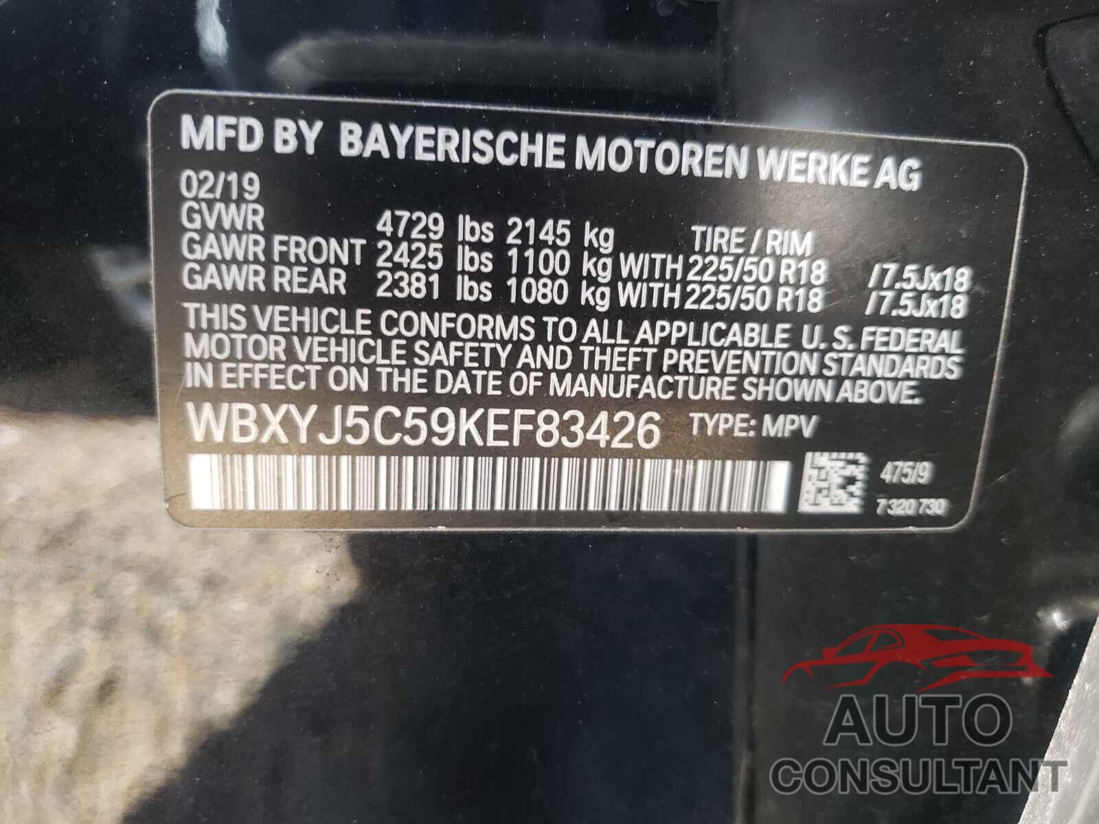 BMW X2 2019 - WBXYJ5C59KEF83426