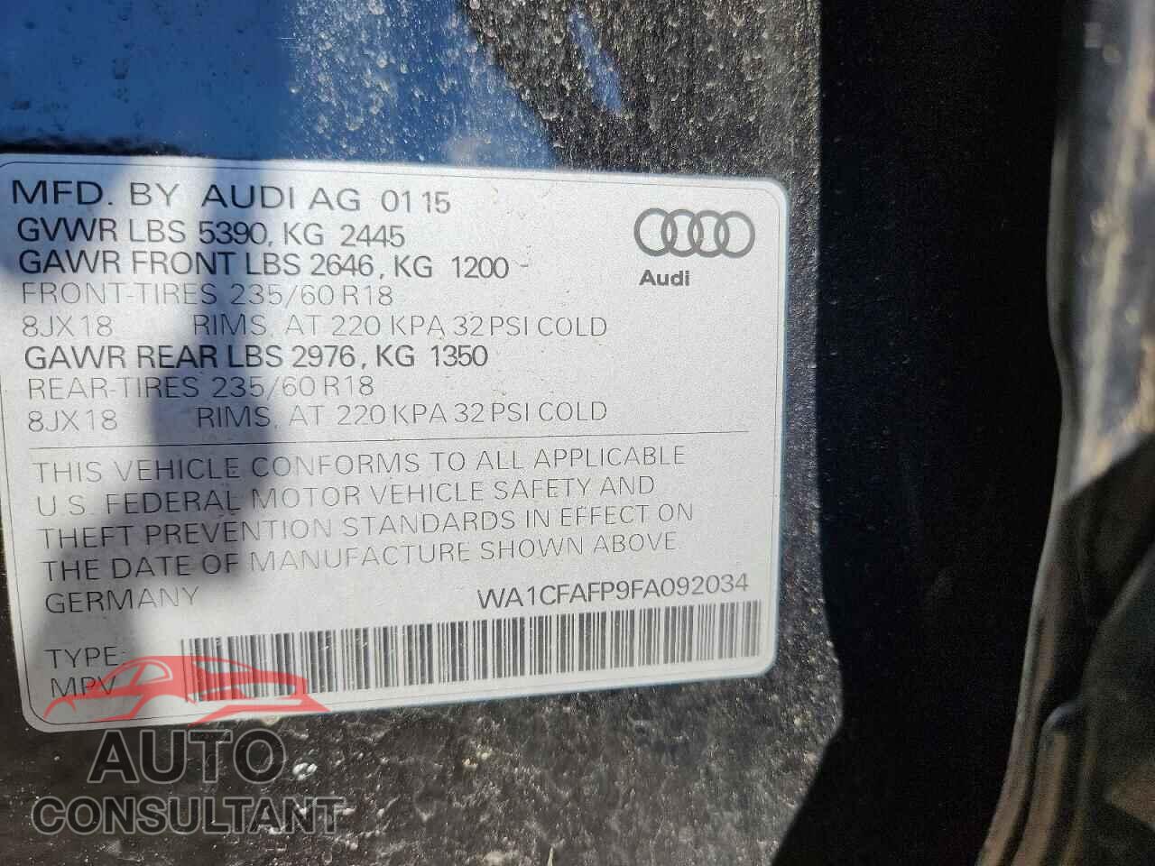 AUDI Q5 2015 - WA1CFAFP9FA092034