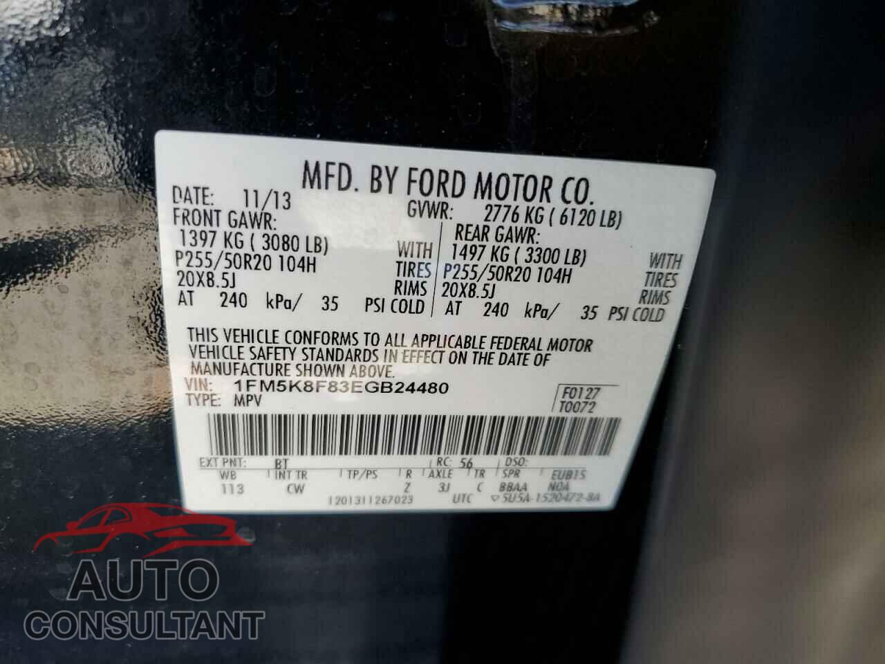 FORD EXPLORER 2014 - 1FM5K8F83EGB24480