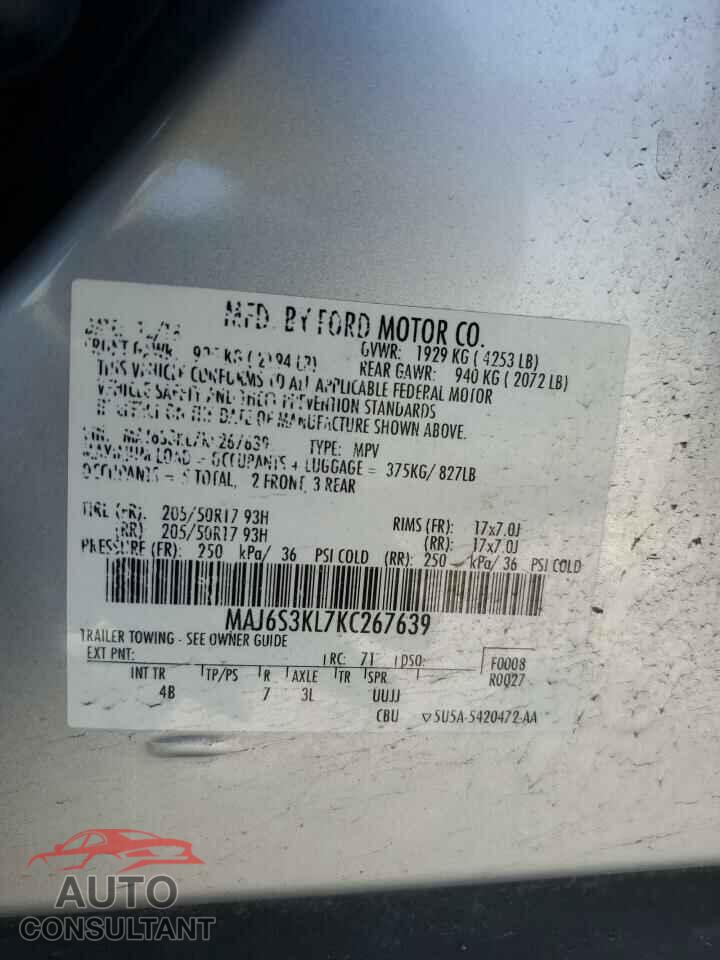 FORD ECOSPORT 2019 - MAJ6S3KL7KC267639
