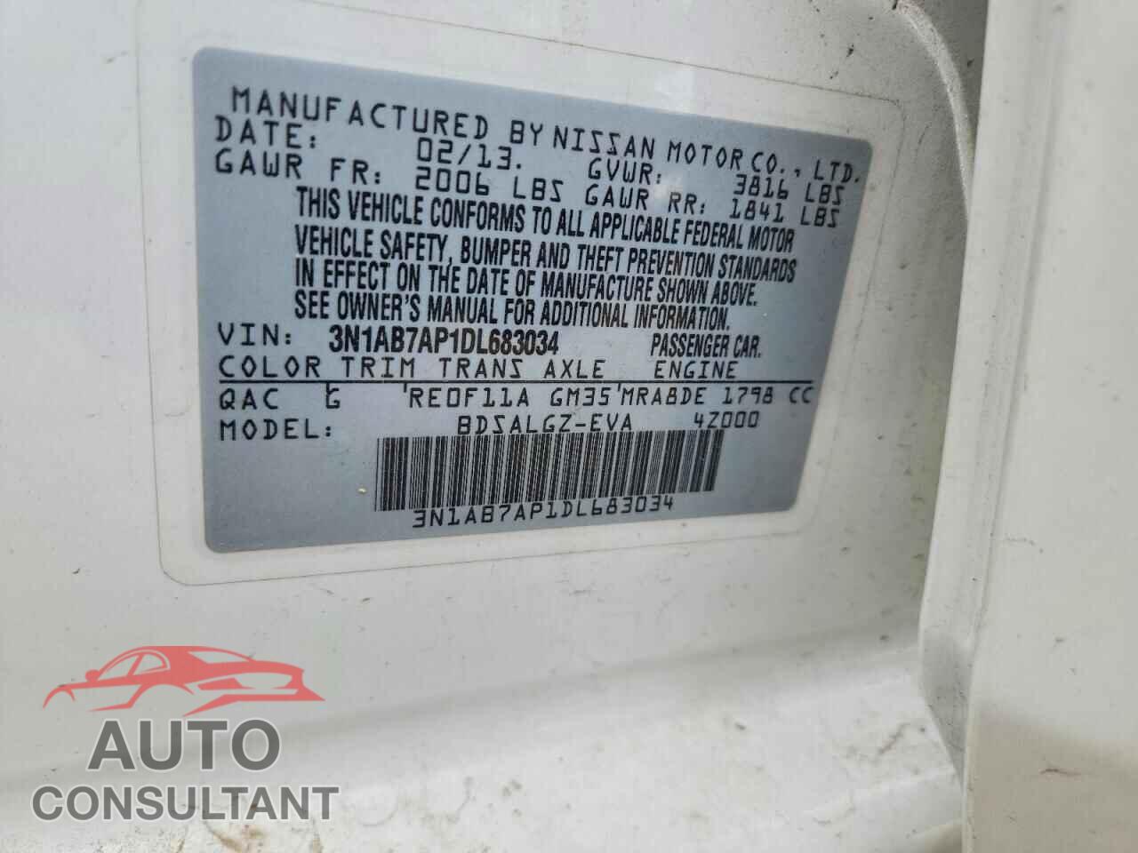 NISSAN SENTRA 2013 - 3N1AB7AP1DL683034