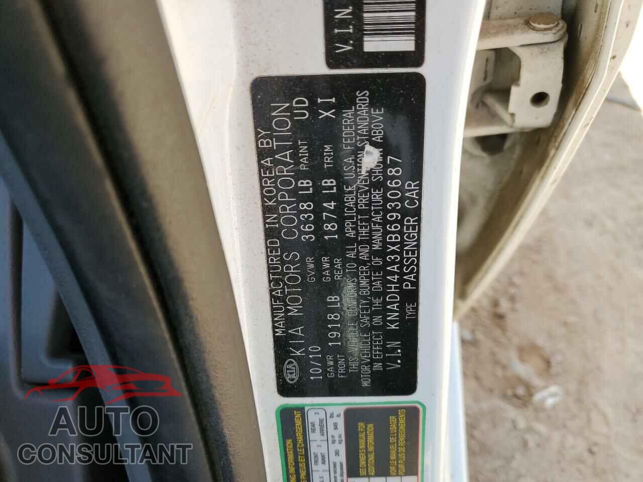 KIA RIO 2011 - KNADH4A3XB6930687