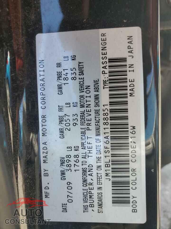 MAZDA 3 2010 - JM1BL1SF6A1188851