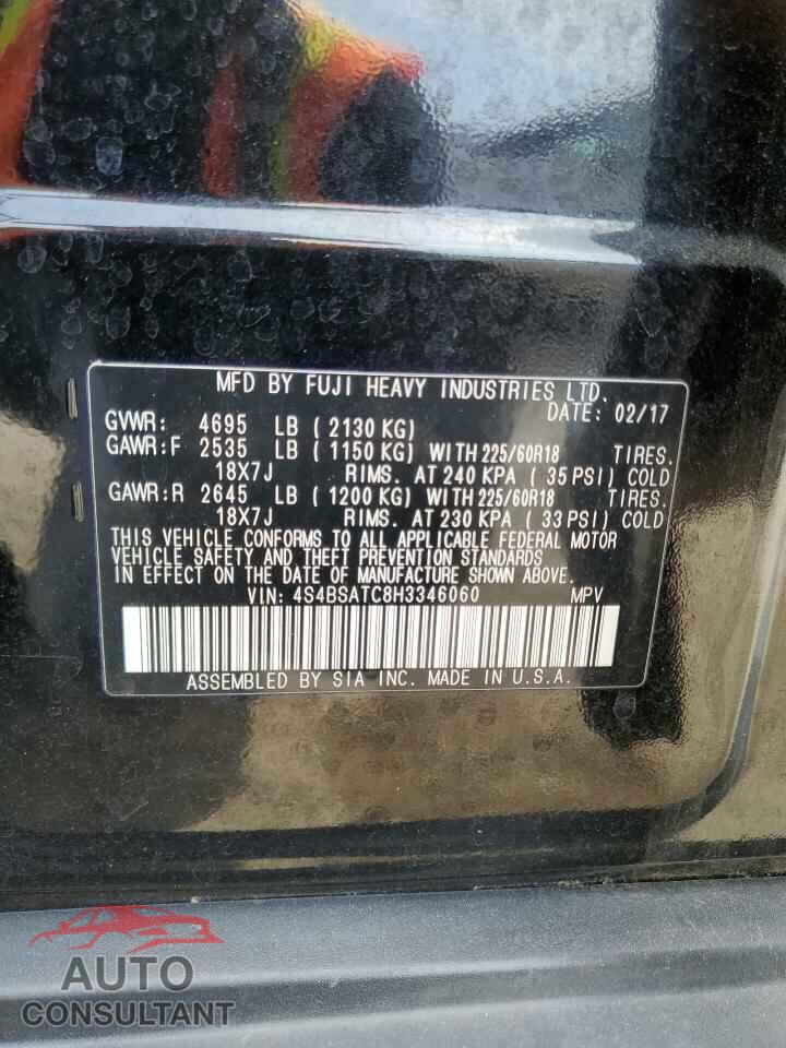SUBARU OUTBACK 2017 - 4S4BSATC8H3346060
