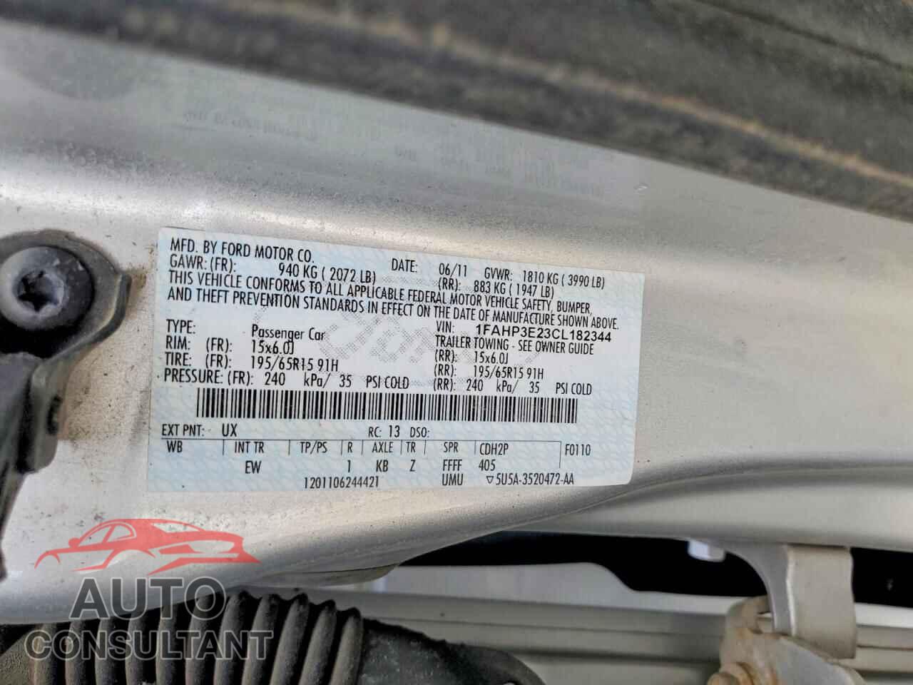 FORD FOCUS 2012 - 1FAHP3E23CL182344
